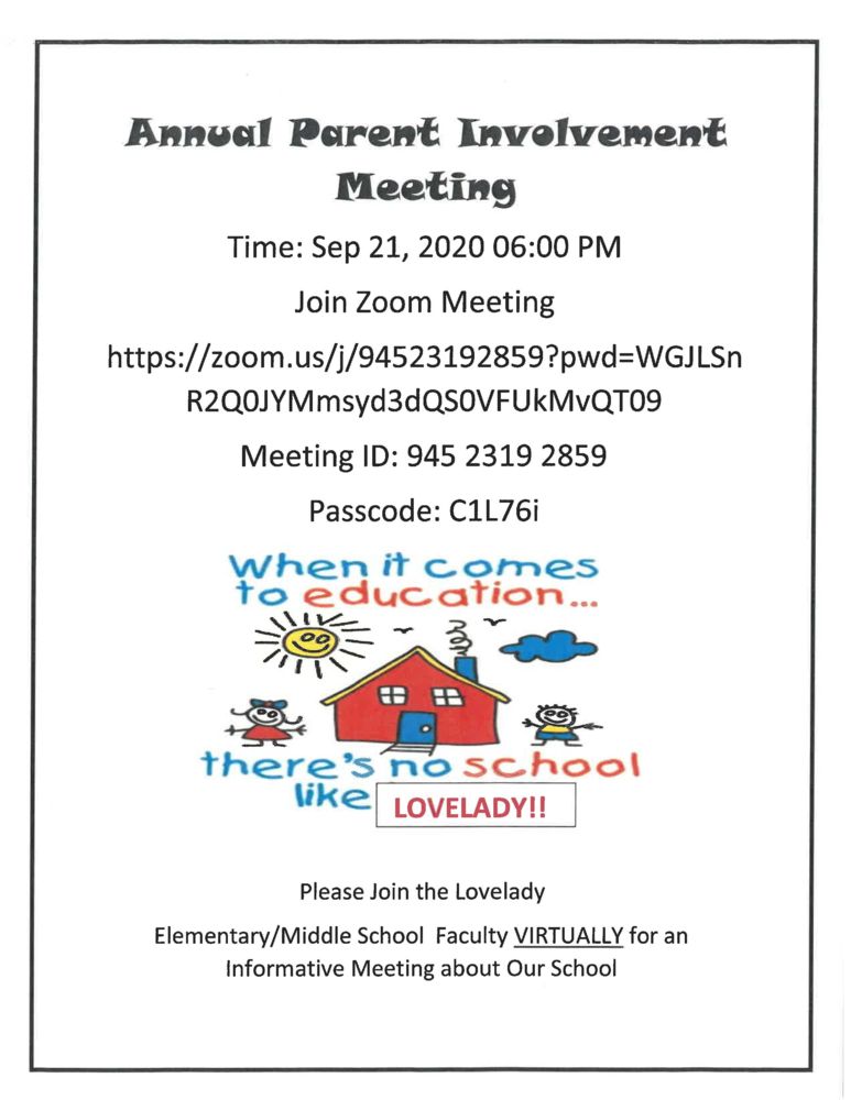 Parent Involvement Meeting Notice